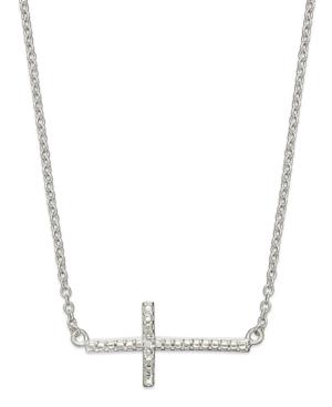 Victoria Townsend Sterling Silver Diamond Accent Sideways Cross Necklace