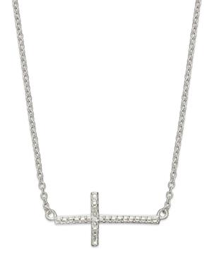 Victoria Townsend Sterling Silver Diamond Accent Sideways Cross Necklace