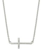 Victoria Townsend Sterling Silver Diamond Accent Sideways Cross Necklace