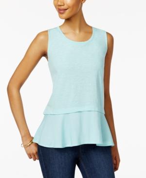 Style & Co Cotton Peplum-hem Top, Created For Macy's