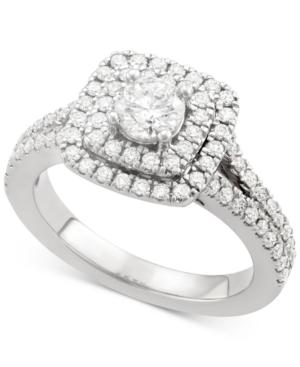 Marchesa Certified Diamond Square Halo Engagement Ring (1-1/4 Ct. T.w.) In 18k White Yellow Or Rose Gold, Created For Macy's