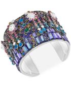 Swarovski Silver-tone Multicolor Crystal Cuff Bracelet