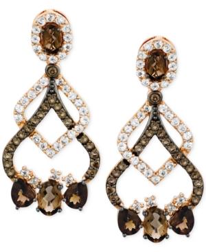 Le Vian Chocolate Quartz (2-2/3 Ct. T.w.) And White Topaz (1-1/5 Ct. T.w.) Drop Earrings 14k Rose Gold