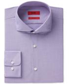 Hugo Men's Slim-fit Purple Micro Check Dress Shirt