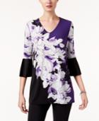 Alfani Printed Pleated-cuff Top, Created For Macy's