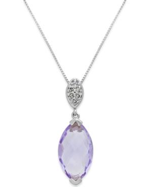 Amethyst (3 Ct. T.w.) And Diamond Accent Pendant Necklace In 14k White Gold