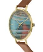 Lola Rose Transformation, Ladies, Printed Tie Dye Agate Dial With A Genuine Amazonite Crown, Tan Leather Strap, 38mm