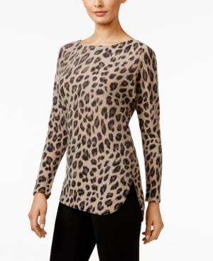 Charter Club Cashmere Animal-print Sweater, Only At Macy's