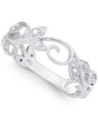 Diamond Vine & Leaf Ring (1/10 Ct. T.w.) In Sterling Silver