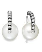 Honora Style Cultured Freshwater Pearl Oval Pallini Earrings In Sterling Silver (8mm)