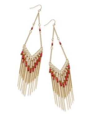 Thalia Sodi Gold-tone Colored Bead Fringe Drop Earrings, Only At Macy's