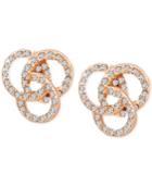 T Tahari Rose Gold-tone Pave Knot Stud Earrings