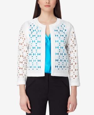Tahari Asl Petite Collarless Laser Cut Frame Jacket