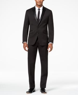 Kenneth Cole Reaction Men's Techni-cole Slim-fit Stretch Black Tuxedo