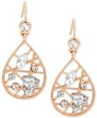 Inc International Concepts Rose Gold-tone Crystal Openwork Teardrop Drop Earrings, Only At Macy's
