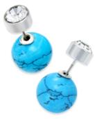 Silver-tone Turquoise-look Front And Back Earrings