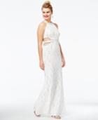 B Darlin Juniors' Cutout Sequined Lace Gown