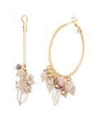 Catherine Malandrino Women's Multicolored Soft Pink Toned Jewels Yellow Gold-tone Layered Hoop Earrings