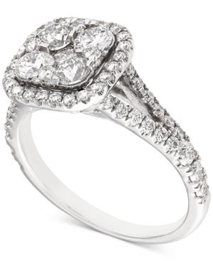 Diamond Halo Cluster Engagement Ring (1-5/8 Ct. T.w.) In 14k White Gold