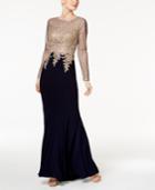 Xscape Embroidered Mesh Mermaid Gown