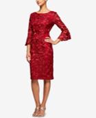 Alex Evenings Embroidered Bell-sleeve Sheath Dress