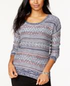 Hippie Rose Juniors' Mixed-stripe Pullover Sweater
