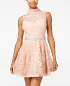 B Darlin Juniors' Embellished Lace Fit & Flare Dress