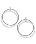 Thalia Sodi Large Silver-tone Pave Double Hoop Drop Earrings, 2, Created For Macy's