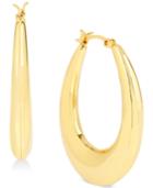 Touch Of Silver Oval Puffed Hoop Earrings In 14k Gold-plated Metal