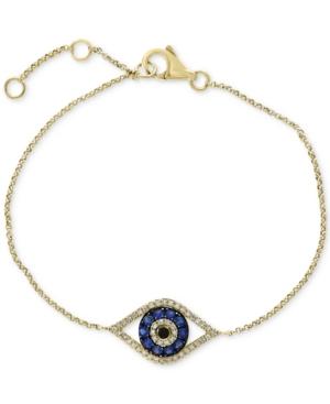 Effy Sapphire (1/4 Ct. T.w.) And Diamond (1/6 Ct. T.w.) Evil Eye Bracelet In 14k White Gold(also Available In 14k Yellow Gold)