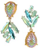 Betsey Johnson Gold-tone & Stone Pineapple Mismatch Drop Earrings