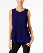 Alfani Petite Metallic Layered-look Top, Only At Macy's