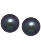 Honora Style Black Dyed Freshwater Pearl Earrings (8mm) In 14k Gold