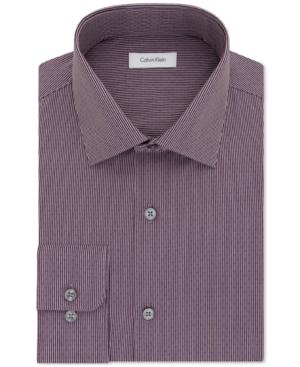 Calvin Klein Men's Steel Classic-fit Non-iron Performance Red Dot Stripe Dress Shirt