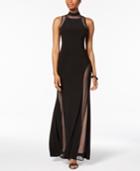 Nightway Illusion-mesh Gown