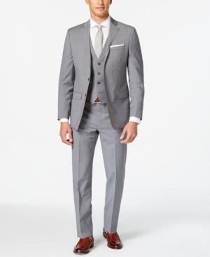 Calvin Klein X-fit Grey Plaid Vested Extra Slim-fit Suit