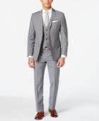 Calvin Klein X-fit Grey Plaid Vested Extra Slim-fit Suit