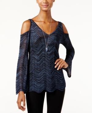 Inc International Concepts Cold-shoulder Scalloped Sweater, Only At Macy's