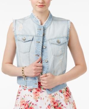 Rewash Juniors' Ripped Denim Vest