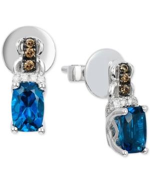 Le Vian Chocolatier Deep Sea Blue Topaz (1 Ct. T.w.) And Diamond (1/10 Ct. T.w.) Drop Earrings In 14k White Gold