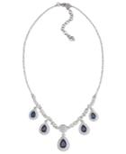 Carolee Necklace, Silver-tone Blue Stone Pear Drop Frontal Necklace