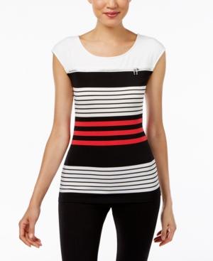 Calvin Klein Striped Zipper Top