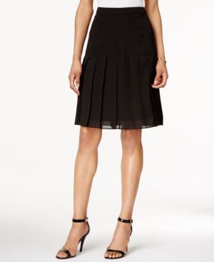 Kasper Crepe A-line Chiffon Pleated Skirt