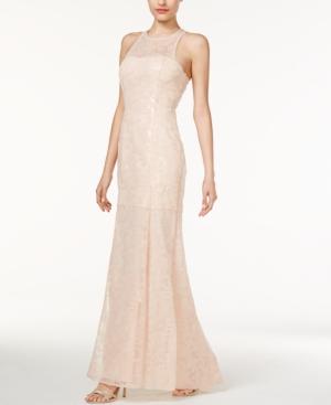 Bcbgeneration Allover-sequins Illusion Floral-print Gown