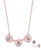 Charter Club Rose Gold-tone Crystal Knot Necklace & Stud Earrings