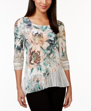 Style & Co. Embellished Chiffon Hem Blouse, Only At Macy's