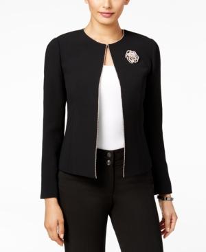 Tahari Asl Embellished Broach Jacket