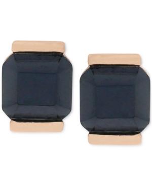 Vince Camuto Rose Gold-tone Black Stone Square Stud Earrings