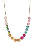 Betsey Johnson Gold-tone Multicolor Faceted Stone Statement Necklace