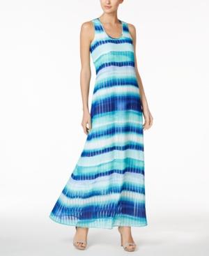 Calvin Klein Striped Chiffon U-neck Maxi Dress